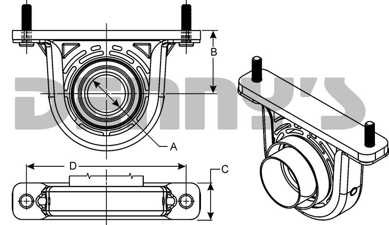 Dana Spicer 212032-1X center support bearing dimensions at Denny's Driveshafts