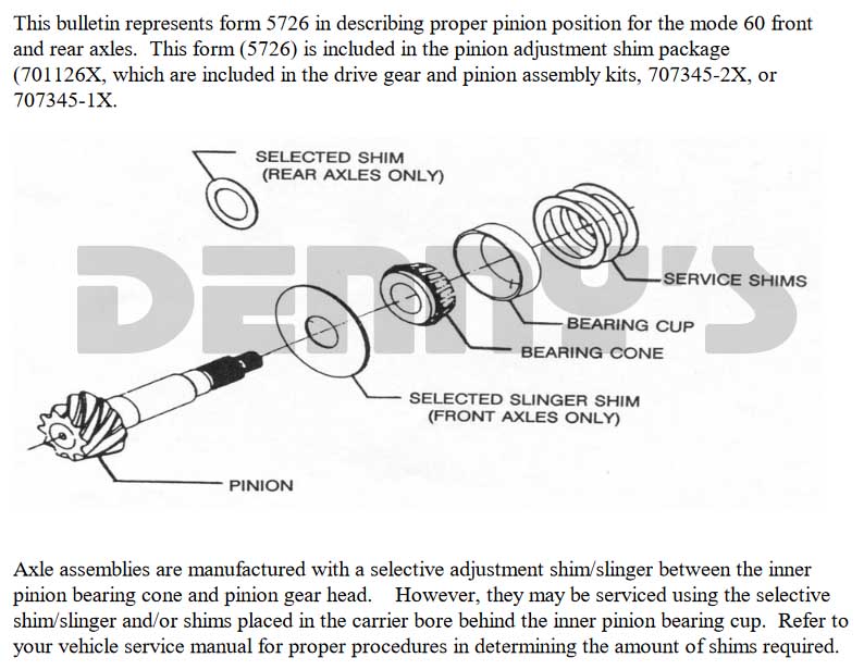 Dana Spicer 701126X Instruction Bulletin 5726 at Denny's Driveshafts