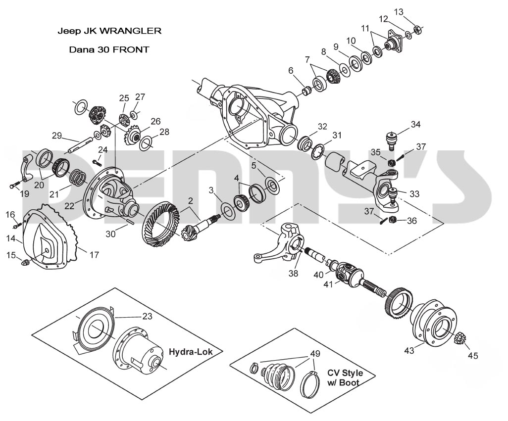 Dana 30 Front axle parts for Jeep JK at Denny's Driveshafts